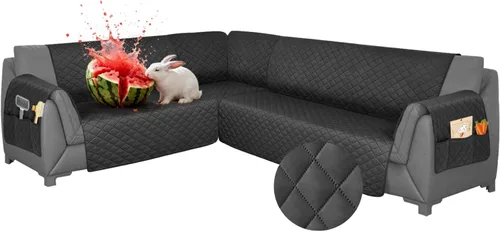 Miniatura 38 de Fundas para sofá modular, impermeables, 6 piezas, fundas de sofá en forma de L, lavables, antideslizantes, fundas para sofá seccional, suaves