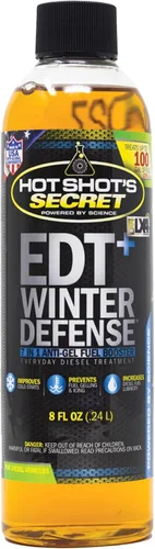 Hot Shot's Secret EDT+ Winter Defense 8 oz – Trata 100 galones – Aditivo de combustible diésel anti-gel 7 en 1, evita la gelificación, protege el