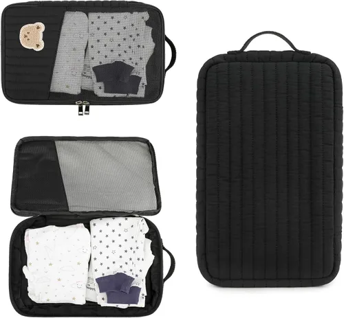 Miniatura 5 de Bolsas organizadoras para pañales para bebé, paquete de 2 bolsas impermeables para pañales para colgar pañales, bolsa de malla de oso de conejo