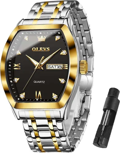 Miniatura 8 de OLEVS Relojes para hombre, de lujo, para negocios, analógicos, de cuarzo, relojes de pulsera para hombre con correa de malla de acero inoxidable