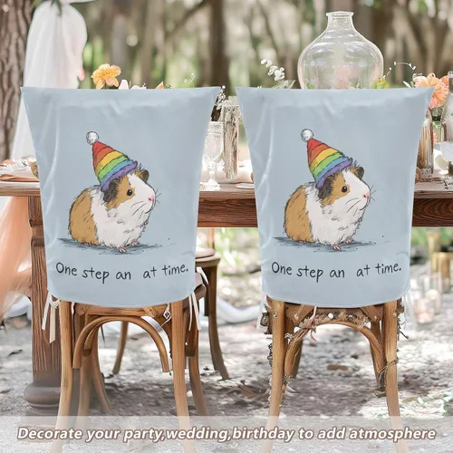 Miniatura 5 de Rainbow Pig Cute Chair Covers for Party Soft for Home Dining Room Decor Set of 2 Decorative Living Room Chair Covers protectores de sillas