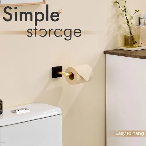 Miniatura 11 de KOKOSIRI Soporte de papel higiénico Portarrollos de papel higiénico Soporte para mega rollos Dispensador de papel higiénico para cocina y baño Negro