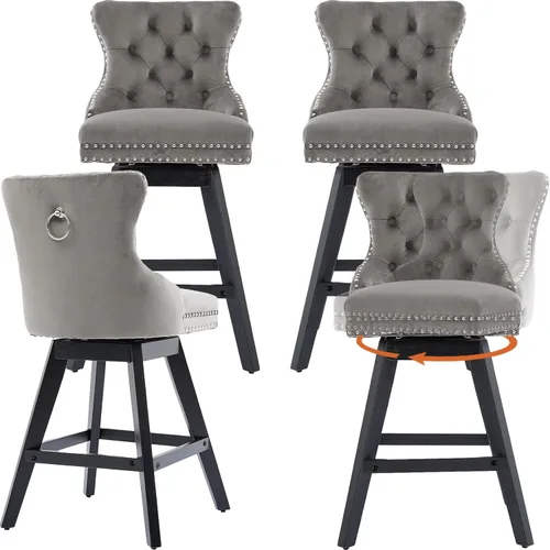 Miniatura 18 de Juego de 2 taburetes de bar giratorios modernos, taburetes de bar de 26.6 pulgadas de altura de mostrador beige con respaldo para isla de cocina