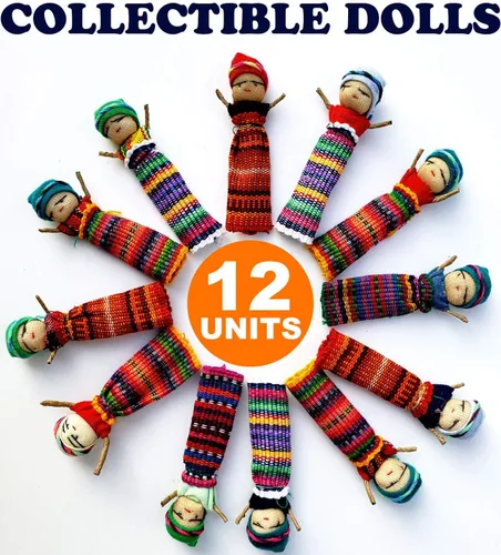 Miniatura 2 de 12 muñecas guatemaltecas grandes súper lindas + 1 bolsa de tela, hechas a mano (12 muñecas preocupadas en 1 bolsa)