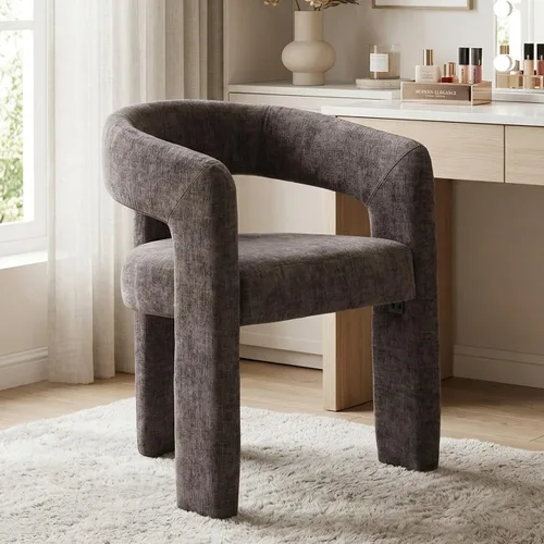 Miniatura 44 de HNY Silla moderna de cocina y comedor de estilo barril, silla de acento tapizada en cuero sintético PU con brazo, silla de lado de 47 cm de ancho