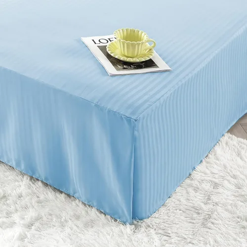 Miniatura 14 de HENGWEITEXT Falda de cama tamaño Queen con esquinas divididas, falda de cama plisada con esquinas divididas, faldas de cama con volantes