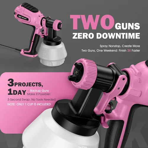 Miniatura 4 de Pulverizador de pintura con 50 revestimientos desechables para vasos y repuesto de doble pistola, pulverizador eléctrico HVLP para pintura de casas