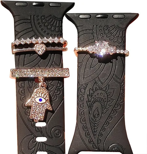 Miniatura 13 de Abalorio de Correa de Reloj, Anillos Decorativos Compatibles con Correas de Silicona de Apple para Mujeres 49mm 45mm 44mm 42mm 41mm 40mm 38mm