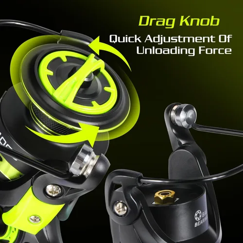 Miniatura 6 de Sougayilang Spinning Combo – 5.2:1 Gear Ratio, 15.6LB Drag, IM7 Graphite 2-Piece Rod, Stainless Steel Guides for Bass, Trout, Redfish Amarillo