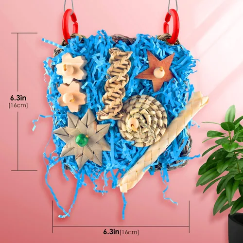 Miniatura 2 de KATUMO Juguetes para pájaros, paquete de 2 alfombrillas de hierba para pájaros, juguetes de pared para periquitos, cacatúas, conure, agapornis
