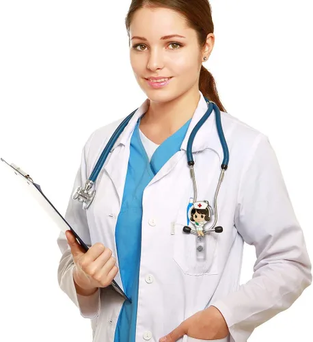 Miniatura 3 de Hanreshe Lindo carrete de insignia de enfermera retráctil con clip de corazón para enfermera, estudiante, médico, tarjetas de identificación
