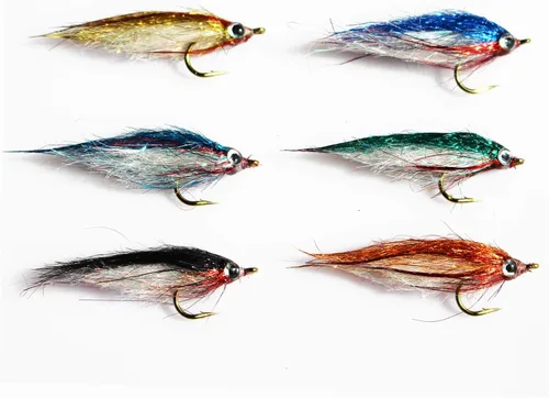 Miniatura 2 de Tigofly Juego de 12 señuelos de pesca con mosca de pececillo herido UV Polar Fry que se hunde lentamente, trucha de salmón, cabeza de acero, pesca