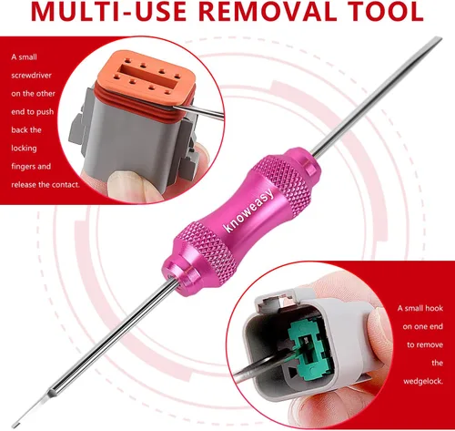 Miniatura 5 de Kit de herramienta de crimpado Knoweasy para conectores Deutsch DT: Crimpador de barril cerrado y barril abierto, herramienta de extracción