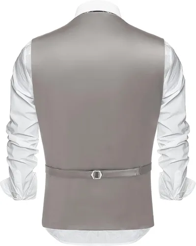 Miniatura 5 de COOFANDY Chaleco de traje de negocios para hombre, chaleco de vestir casual, chaleco formal ajustado