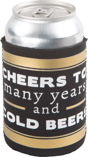 The We Do Crew - Cheers to Many Years and Cold Beers Black and Gold Wedding Insulated Beer Bottle / Beer Can Sleeve