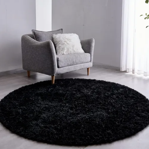 Miniatura 11 de FJZFING Alfombra redonda de color gris oscuro con teñido anudado, ultra suave, moderna, de 7 x 7 pies, alfombra circular para dormitorio de niños