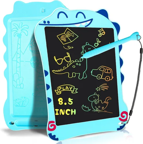 Tableta de escritura LCD con juguetes de dinosaurio para niños, juguetes azules para niños pequeños con tablero de dibujo, juguete educativo para