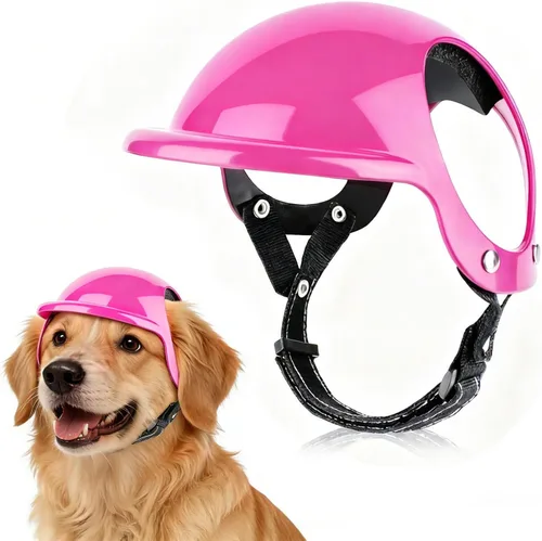 Miniatura 6 de LESYPET Casco para perro para perros pequeños, casco de motocicleta ajustable para perros con diseño de agujero para las orejas, ideal para montar