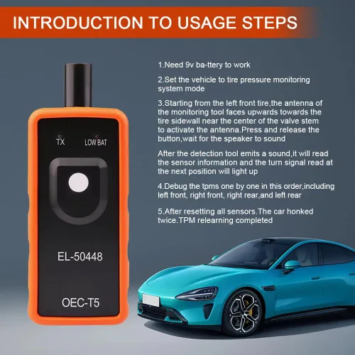 Miniatura 4 de TPMS Herramienta de reaprendizaje para sensor de neumáticos de automóvil, EL-50448 Herramienta de reinicio de activación del sensor de presión