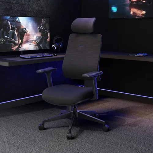 Miniatura 12 de Newtral Silla ergonómica de oficina en casa, silla de escritorio de respaldo alto con soporte lumbar adaptativo único, reposacabezas ajustable