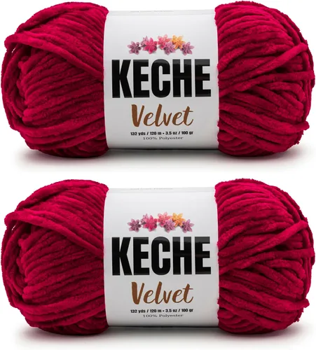 Miniatura 113 de Keche Hilo de terciopelo para ganchillo, manta de felpilla suave, voluminosa, hilo amigurumi, 3.53 oz (132 yardas), color azul bebé