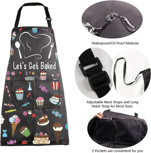 Miniatura 5 de MBMSO Delantal para hornear, regalos divertidos para panaderos, amantes de la cocina, delantal de cocina I Bake People Happy Delantal para hornear