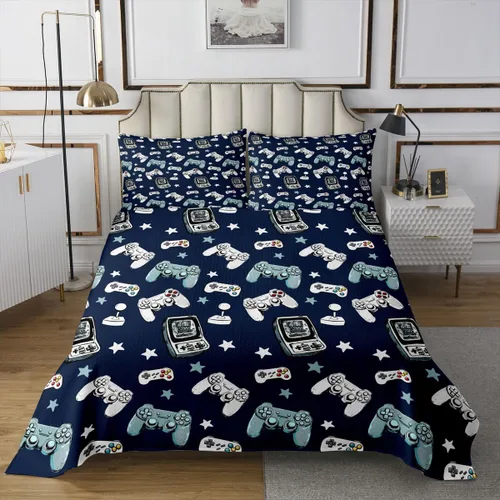 Miniatura 11 de Castle Fairy Gamepad Bedspread Quilt,Video Gaming Black Bedding Coverlet for All Season Bedroom,Kids Games Consoles Twin Size Coverlet Set with 1
