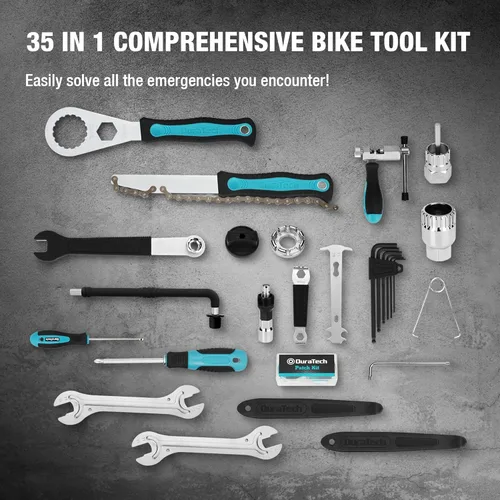 Miniatura 5 de DURATECH Kit de reparación de bicicletas, kit de herramientas de bicicleta de 35 piezas con estuche de transporte, accesorios de bicicleta