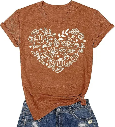 Miniatura 16 de Woffccrd - Camisetas divertidas con estampado de calabaza y leopardo para mujer, camisetas gráficas de manga corta de Halloween para mujer