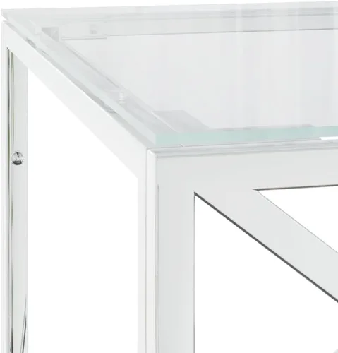 Miniatura 6 de mesa de Centro para sala Mesas de centro Mesa de centro de 43.3 x 17.7 x 17.7 pulgadas de acero inoxidable y vidrioAdecuado para salas de estar