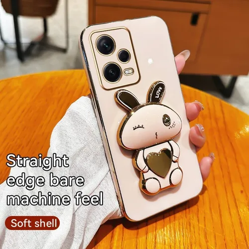 Miniatura 4 de Funda de silicona compatible con Redmi Note 12 Pro + con bonito soporte de conejo de dibujos animados para Redmi Note 12 Pro + delgado TPU