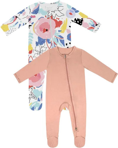 Miniatura 6 de Jimonda Pijama de bambú para bebé, unisex, para niños y niñas, de una pieza, manga larga, cierre de cremallera de 2 vías, mameluco