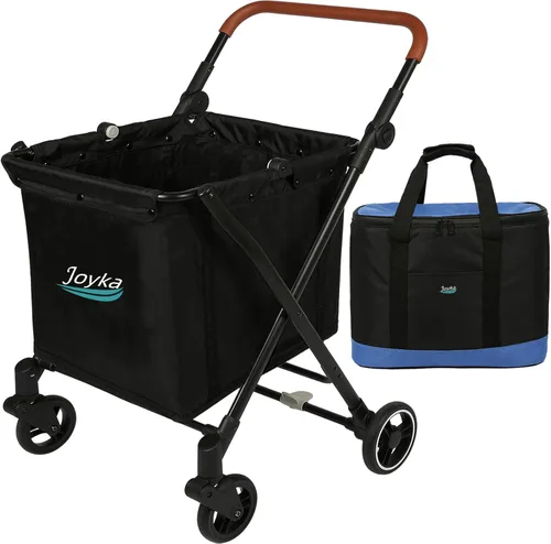 Miniatura 11 de Carrito de compras plegable de 85 litros con bolsa refrigeradora, carrito de compras con mayor capacidad, ruedas giratorias delanteras giratorias