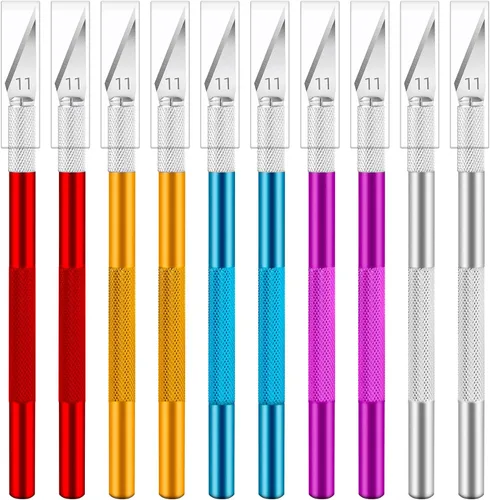 Jetmore Juego de 10 cuchillos Exacto, cuchillos de precisión para manualidades y pasatiempos para proyectos de bricolaje, álbumes de recortes, Multi