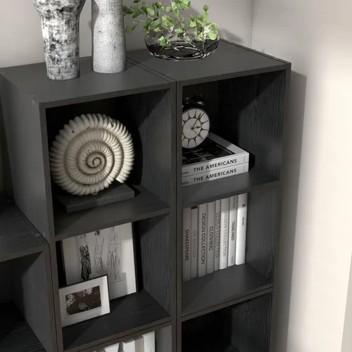 Miniatura 4 de Homes: Inside + Out Apexa - Estantería organizadora de almacenamiento de 2 cubos, estantería apilable de madera para cubos para organización