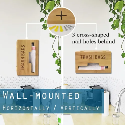 Miniatura 4 de Dispensador de bolsas de basura con asas, soporte para bolsas de basura para rollos estándar de 13/30 galones de menos de 80 bolsas, organizador
