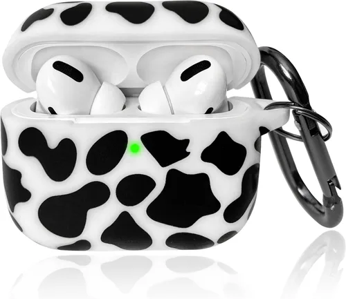 Funda para Airpods Pro con llavero, funda protectora completa inspirada en lindo diseño de vaca, catalizador, de silicona, para mujeres, hombres y