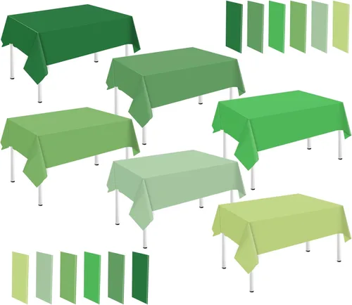 Miniatura 16 de Whaline 24 piezas de mantel azul de invierno de plástico, 6 gradientes de azul, mantel rectangular impermeable para decoración de boda de verano
