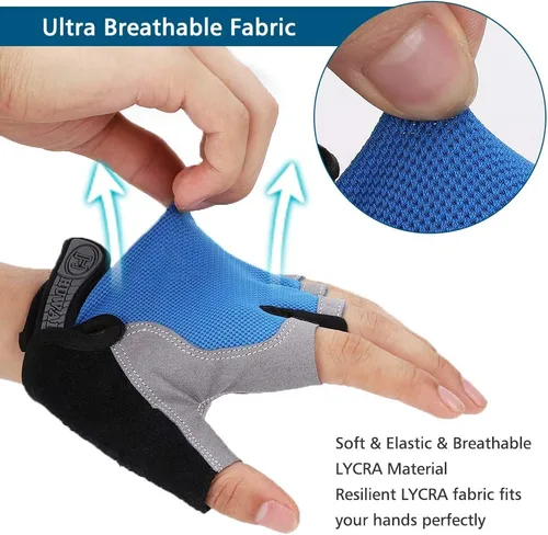 Miniatura 5 de Accmor Guantes de ciclismo para hombres y mujeres, guantes de ciclismo de medio dedo, guantes de bicicleta de carretera MTB, guantes antideslizantes
