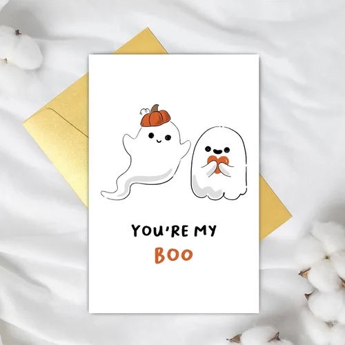 Miniatura 5 de Supoeguk Bonita tarjeta de aniversario de fantasma para marido y esposa, tarjeta de Halloween con texto en inglés «You Are My Boo para él y ella»