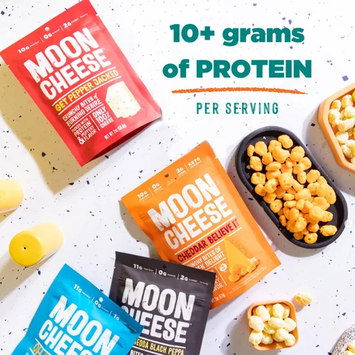 Miniatura 7 de Moon Cheese Cheddar Believe It, 10 onzas, paquete de 2, aperitivo de queso crujiente y rico en proteínas, apto para dieta cetogénica, 100% queso real