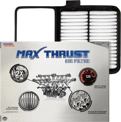 Miniatura 16 de Filtro de aire de motor Spearhead MPG Defense Max Thrust para vehículos de todo kilometraje, se adapta como el OEM, restaura MPG y aceleración