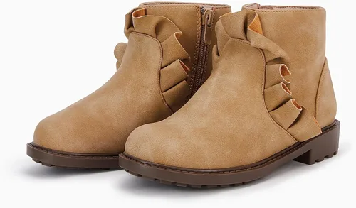 Miniatura 6 de Coutgo Botas de tobillo con volantes y cremallera lateral, tacón bajo grueso, sin cordones, botines Chelsea casuales