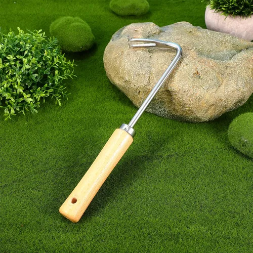 Miniatura 8 de Happyyami Desbrozadora manual de acero inoxidable con mango de madera para cardos de jardín