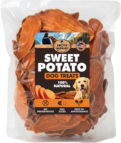 BRUTUS & BARNABY Golosinas de batata para perros – Apoya estómagos sensibles con golosinas hipoalergénicas cultivadas en EE.UU. que huelen tan bien