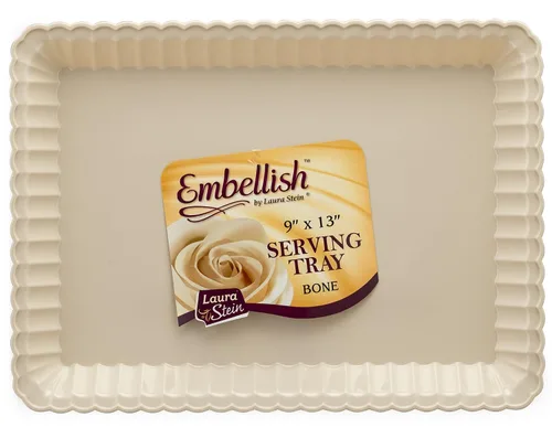 Miniatura 2 de Embellish Bandeja rectangular de plástico para servir de 9 x 13 pulgadas, paquete de 4, hueso