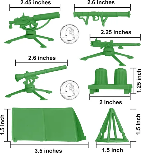 Miniatura 2 de BMC Classic - Juego de accesorios de plástico para hombre, 10 unidades de campamento militar, fabricado en EE. UU Verde medio
