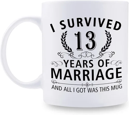 Miniatura 55 de Taza de café de 11 onzas con texto en inglés "I Survived 50 Years of Marriage and All I Got Was This Cup" para el 50 aniversario de boda y para él
