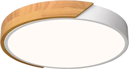 Miniatura 18 de Moderna lámpara de techo de madera regulable, LED minimalista 5CCT 2700K-6000K, lámpara de techo empotrada, lámpara de iluminación redonda para Negro