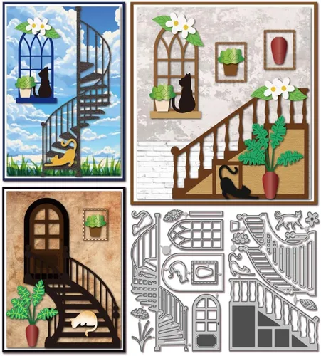 Miniatura 12 de GLOBLELAND Troqueles de corte de ventana para hacer tarjetas, marco de ventana, troqueles para bricolaje, álbumes de recortes, diario, papel